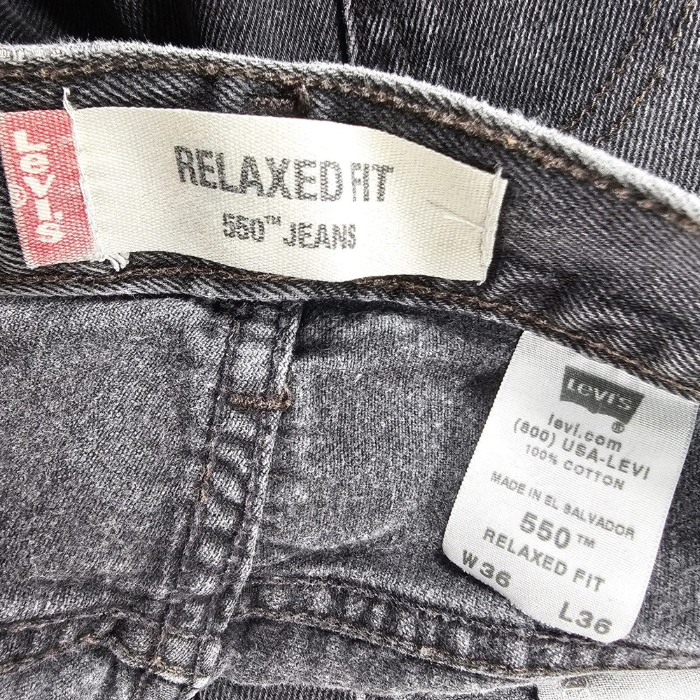 Levis 550 Relaxed Fit Jeans MEN 36x36 Black Faded Tapered Leg Denim Pant VTG Y2K - Picture 10 of 12